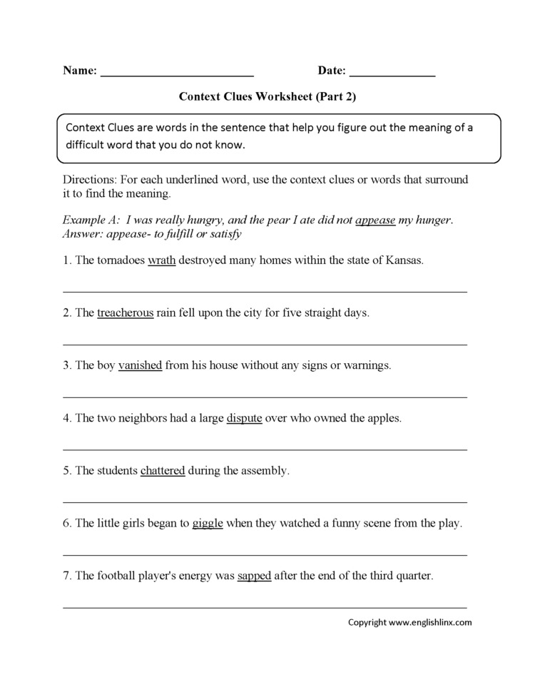 Englishlinx  Context Clues Worksheets