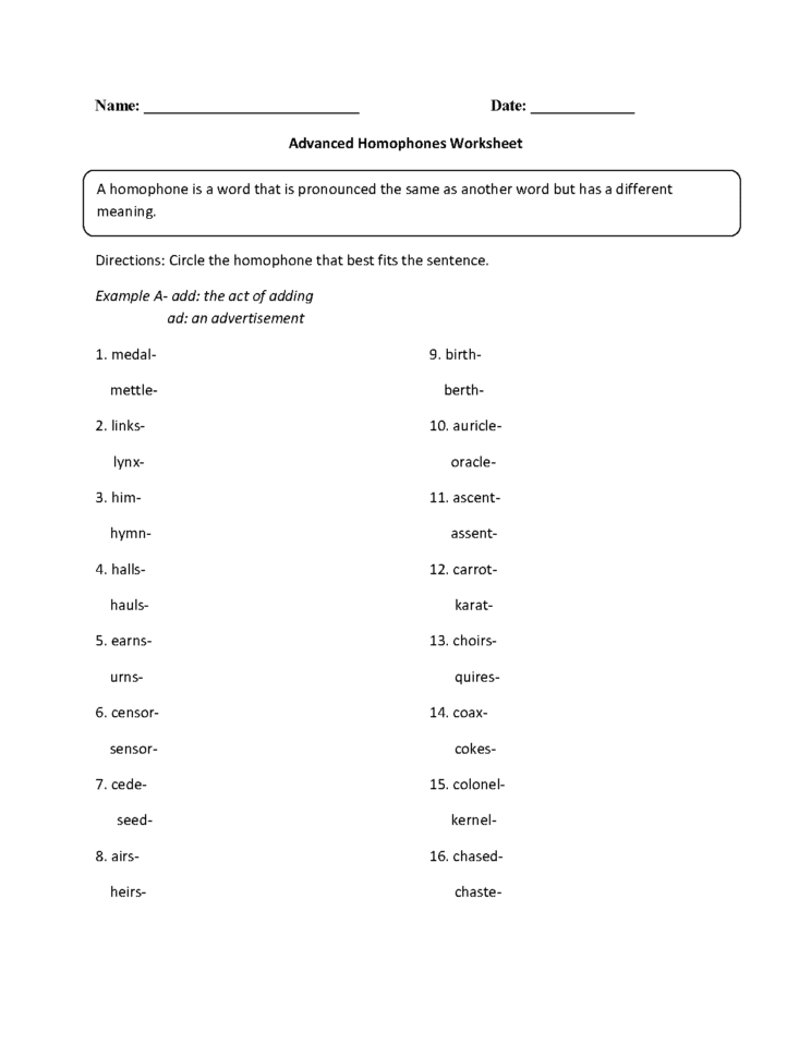 Englishlinx  Homophones Worksheets