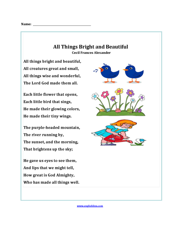 Englishlinx  Poetry Worksheets