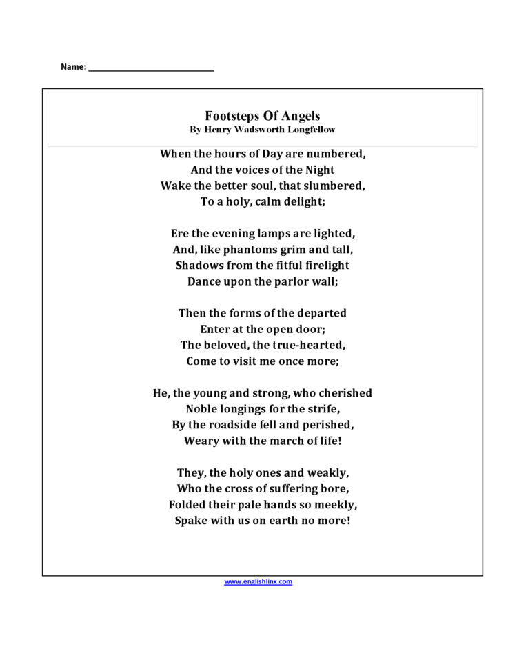 Englishlinx  Poetry Worksheets