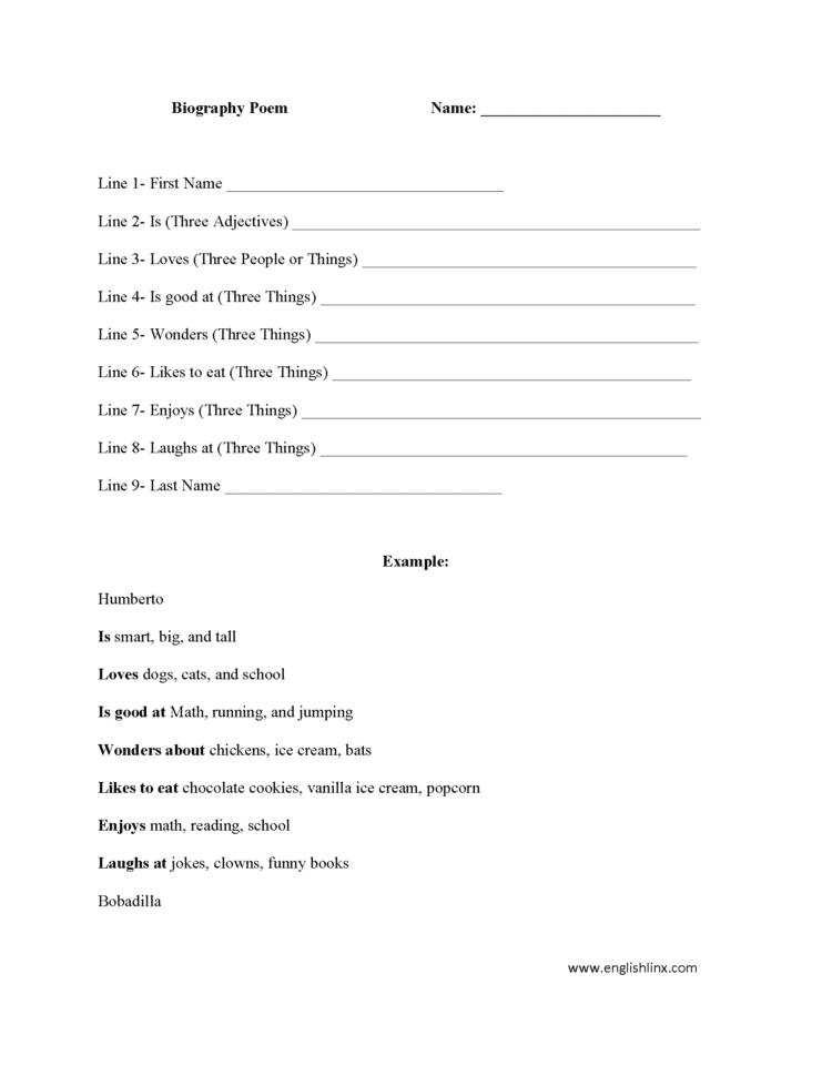 Englishlinx  Poetry Worksheets