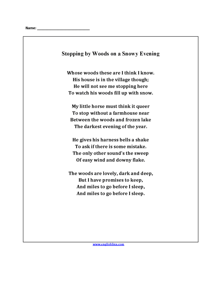 Englishlinx  Poetry Worksheets