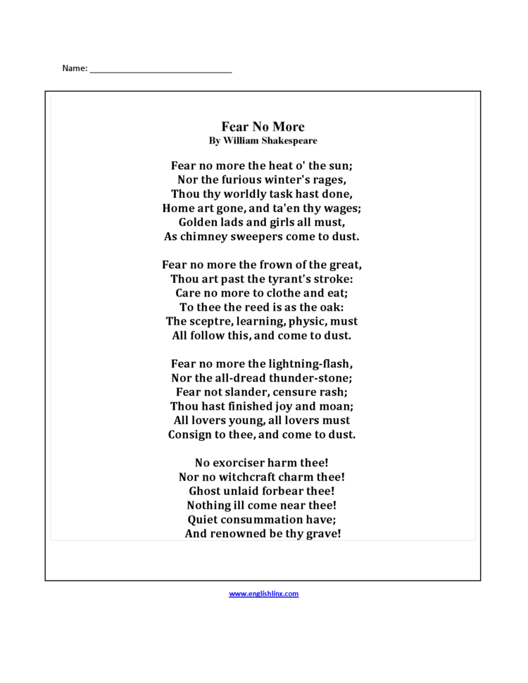 Englishlinx  Poetry Worksheets