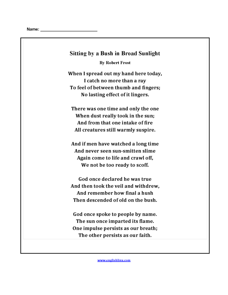 Englishlinx  Poetry Worksheets
