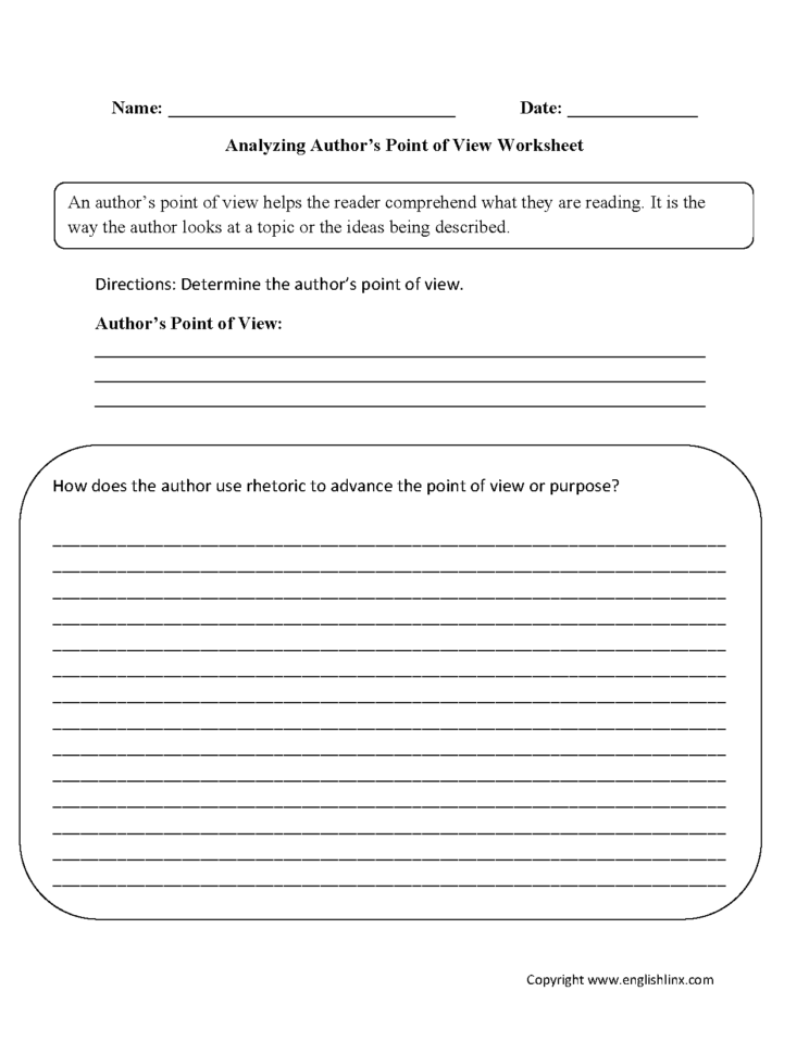Englishlinx  Point Of View Worksheets