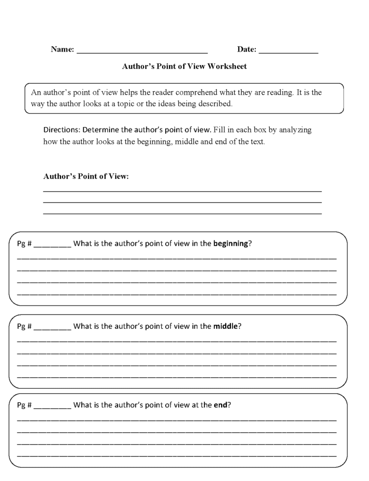 Englishlinx  Point Of View Worksheets