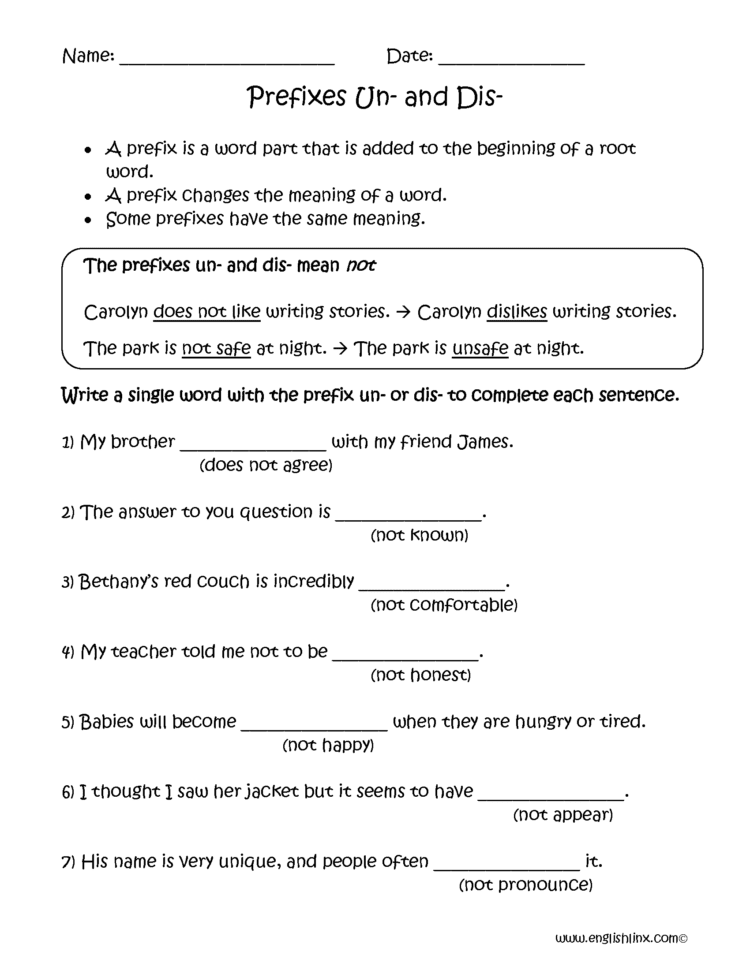 Englishlinx Prefixes Worksheets Db excel