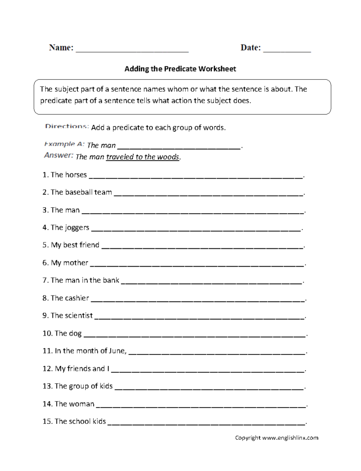 Worksheets 6th Grade English