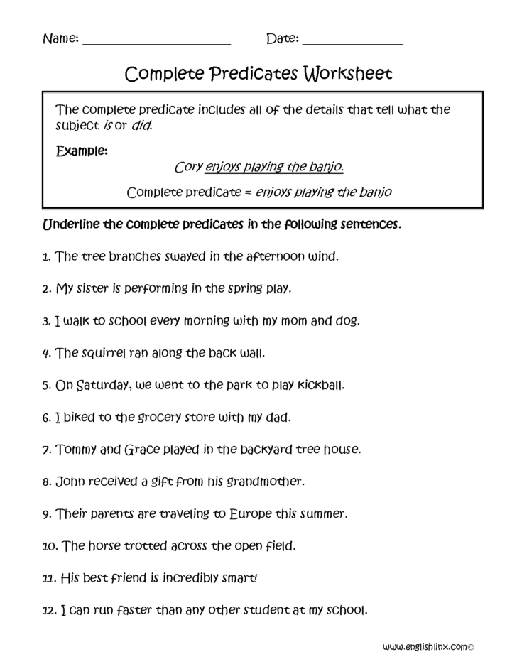 Simple Subject And Predicate Worksheets — db-excel.com