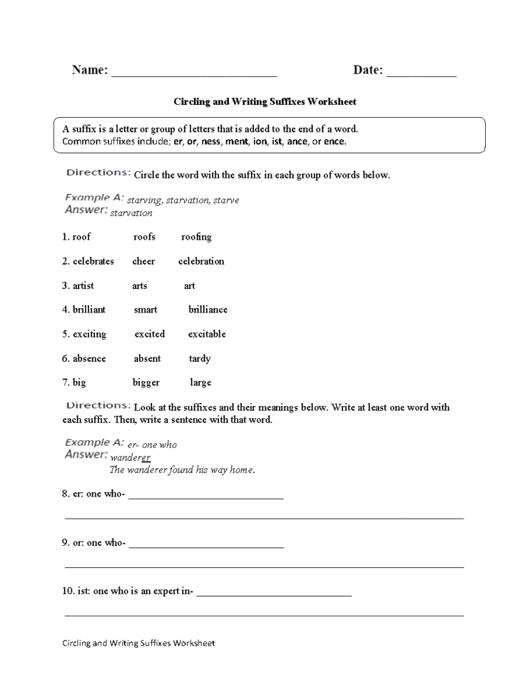 Suffixes Worksheets Pdf — db-excel.com