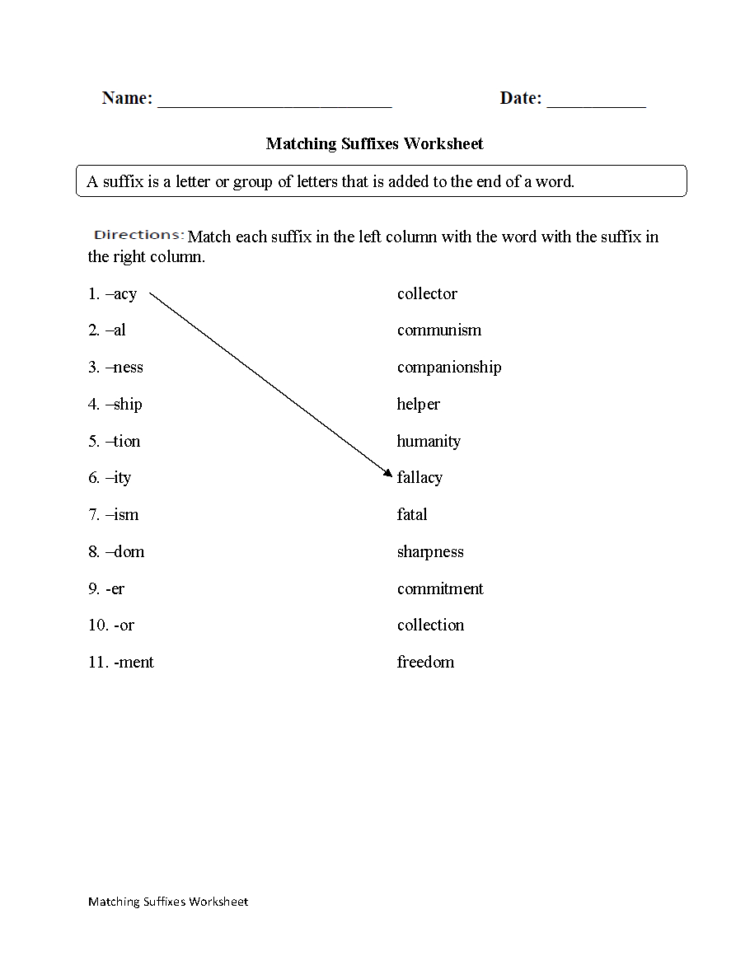 Englishlinx  Suffixes Worksheets