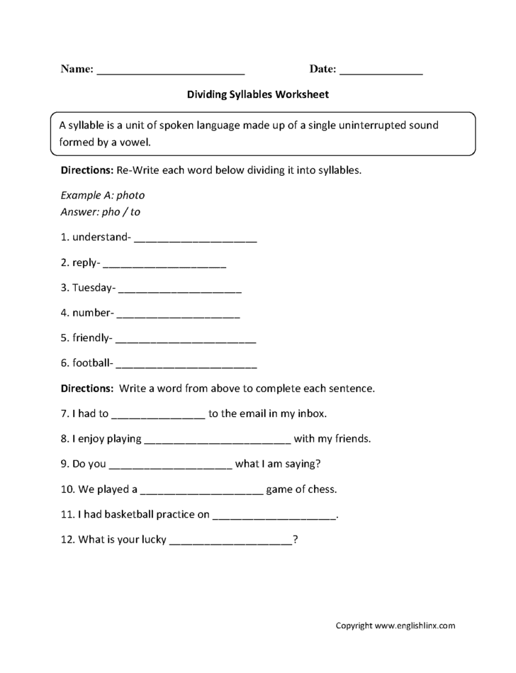 syllabication worksheets pdf db excelcom