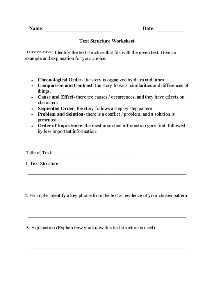 Englishlinx  Text Structure Worksheets