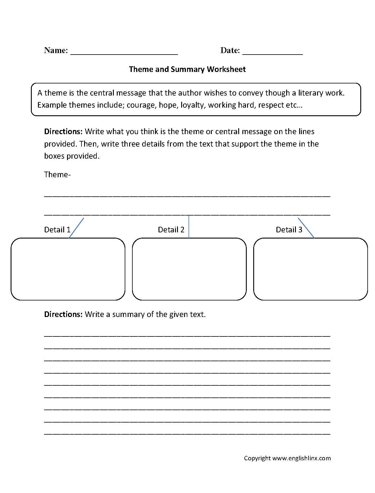 Theme Worksheets 4Th Grade Db excel