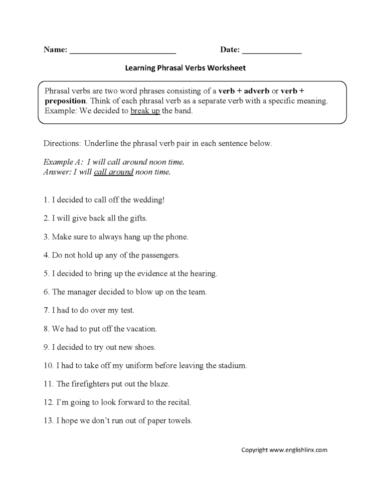 Englishlinx  Verbs Worksheets