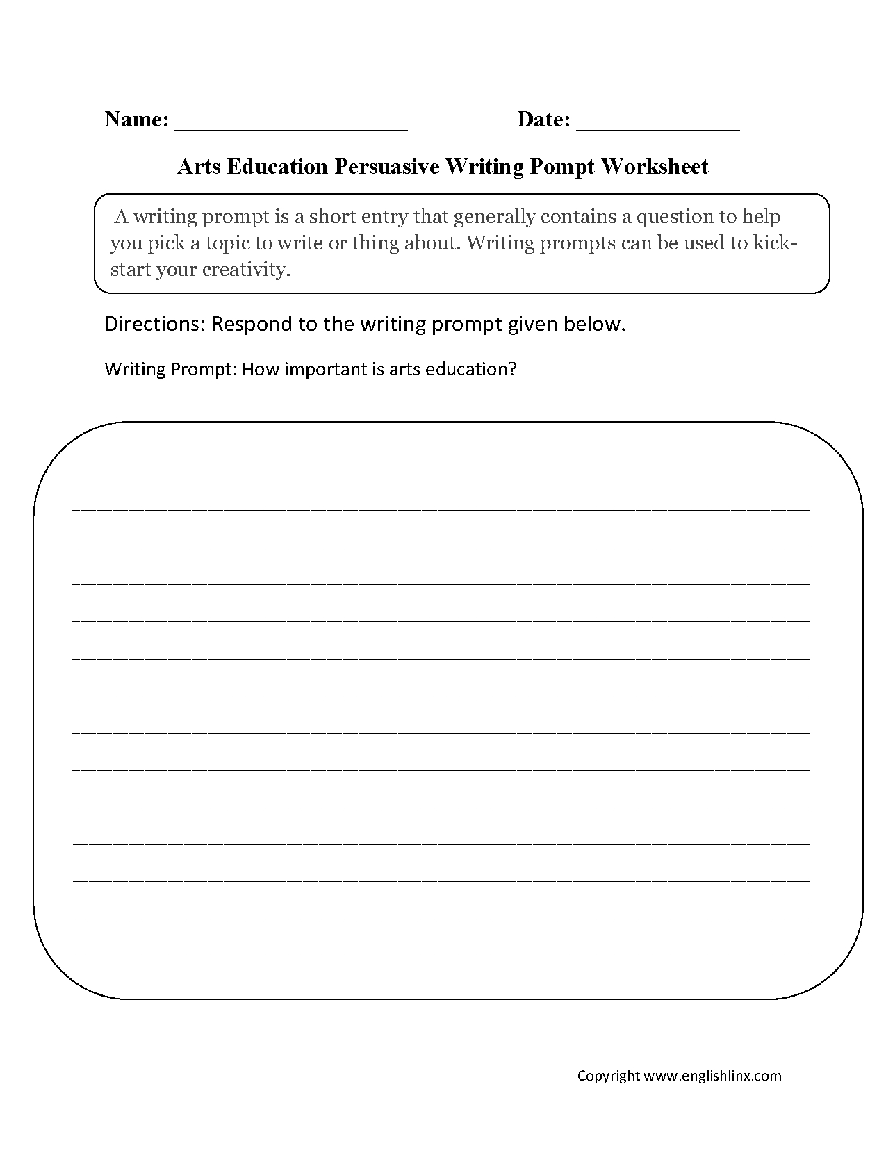 Englishlinx  Writing Prompts Worksheets