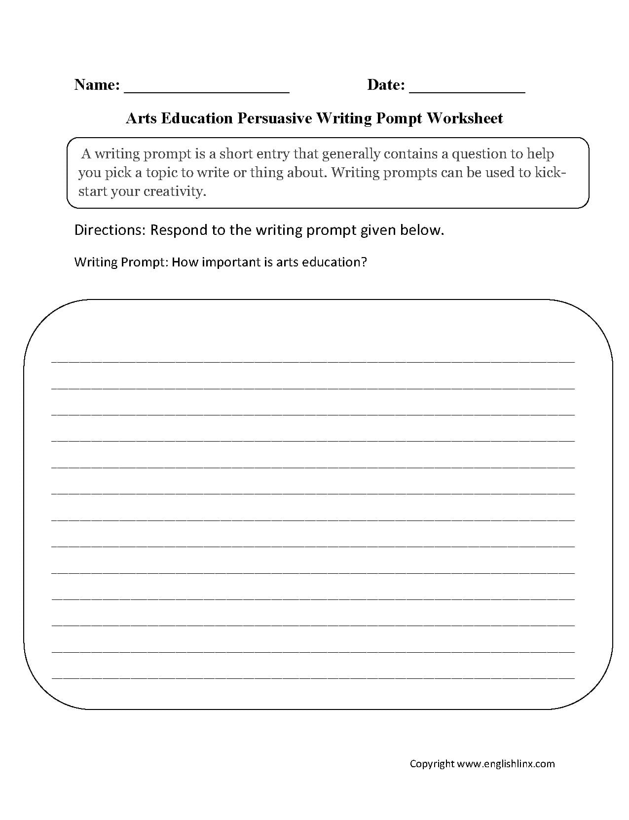 Englishlinx  Writing Prompts Worksheets