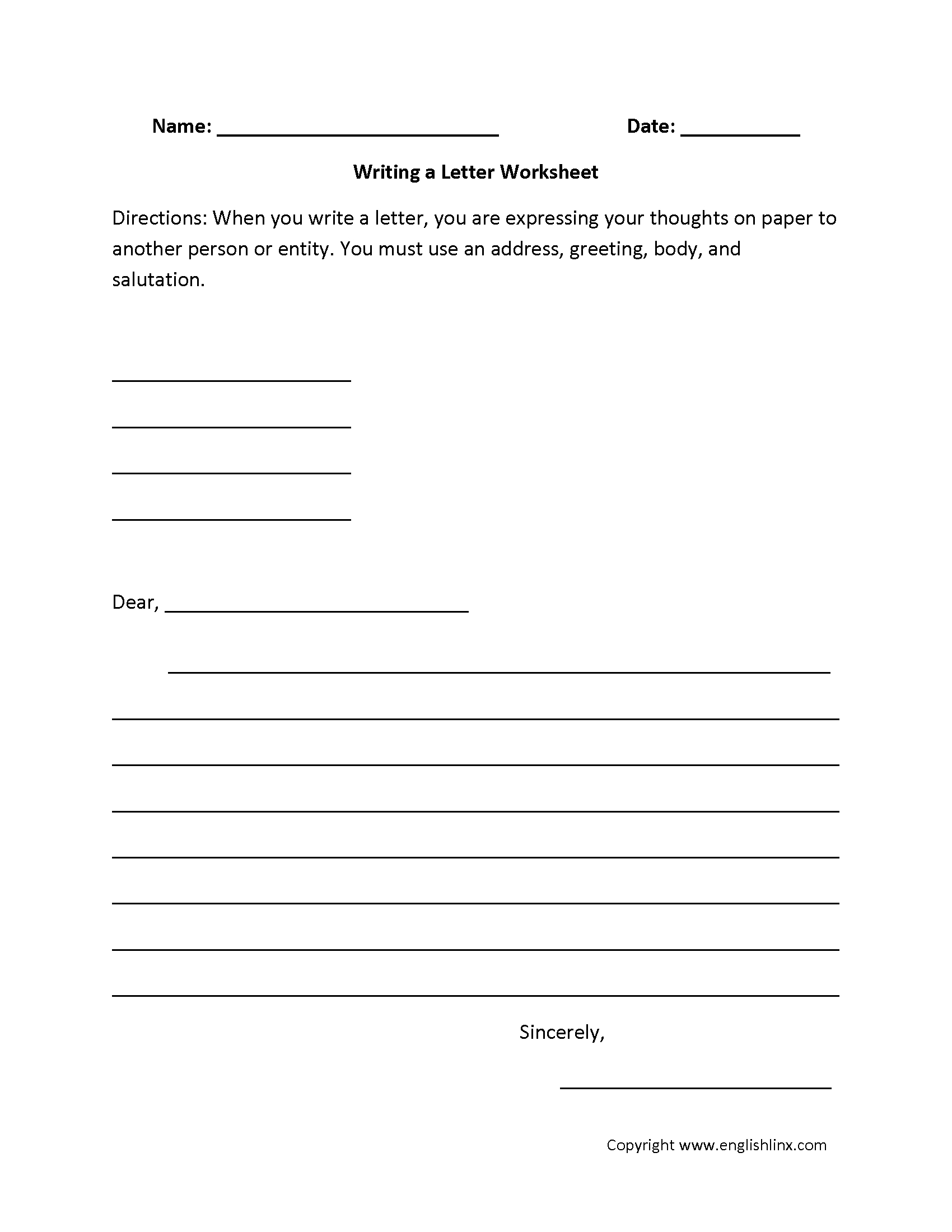 Englishlinx  Writing Worksheets