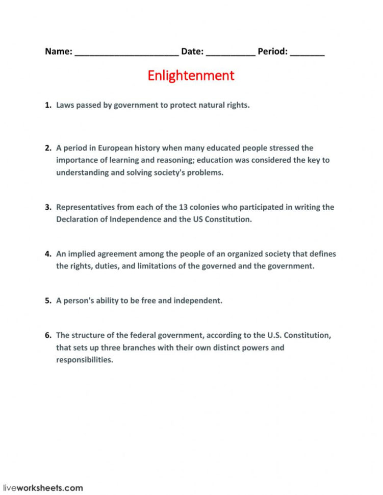 Enlightenment  Interactive Worksheet