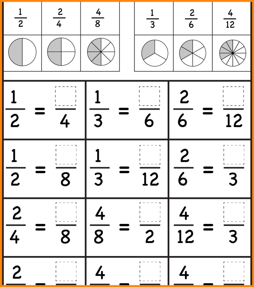 Equivalent Fractions Education Math Finding Worksheets 4Th