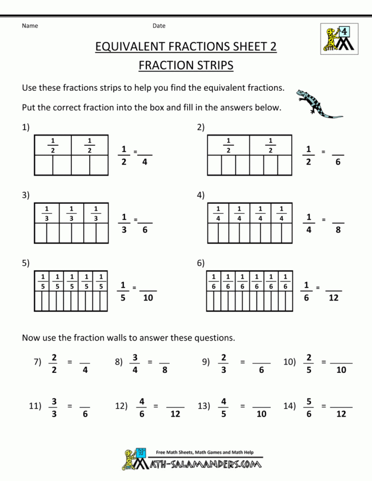 Equivalent Fractions Worksheet