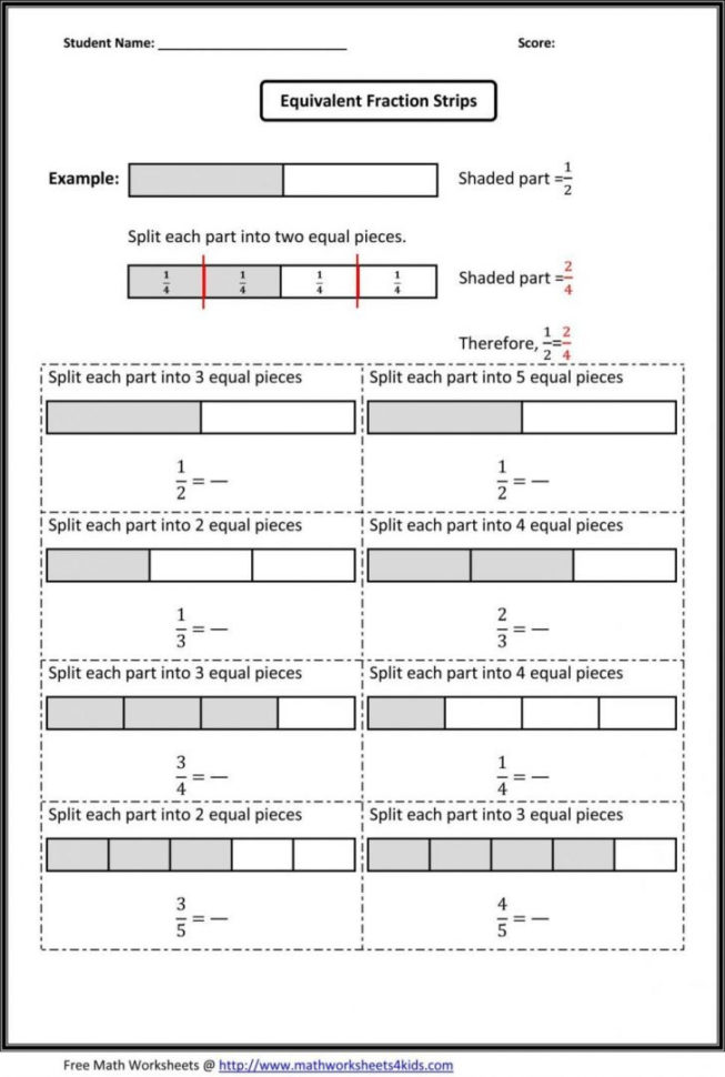 Equivalent Fractions Worksheet Pdf  Redwoodsmedia