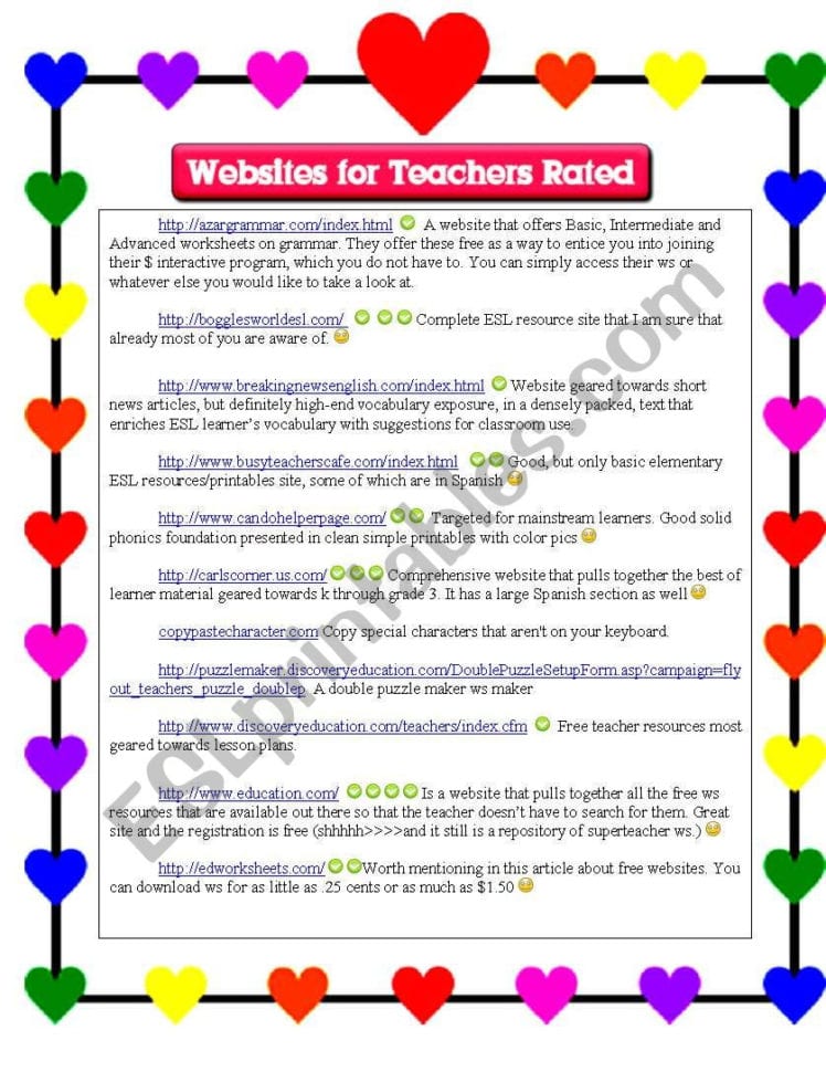Esl And Other Websites For Teachers Described  Esl Esl And Other Websites For Teachers Described  Esl