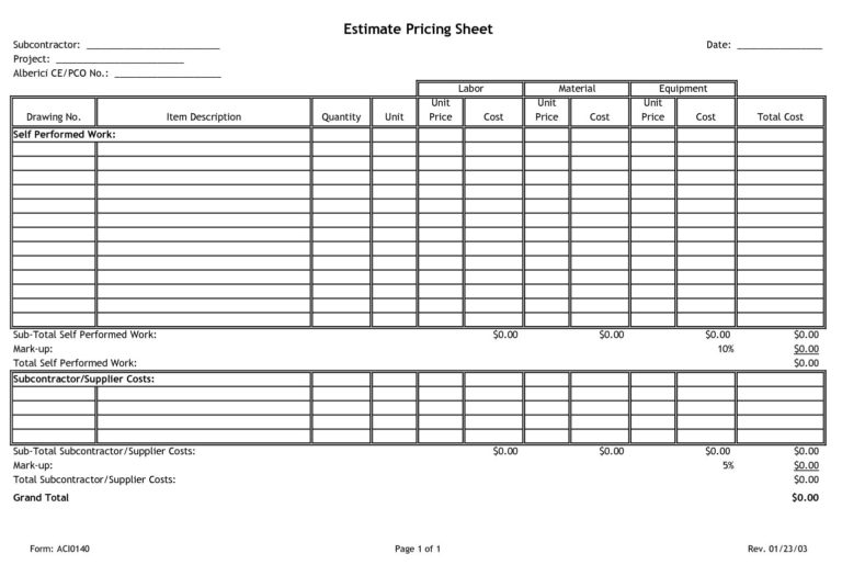 Landscape Estimate Worksheet — db-excel.com