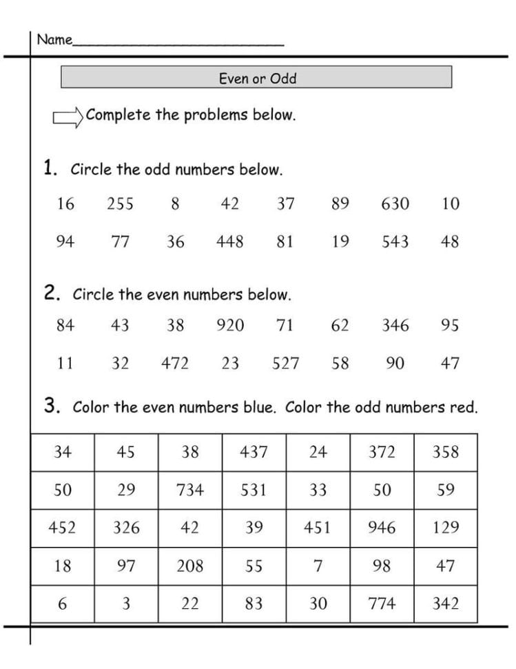 Even And Odd Numbers Worksheet Printable » Printable