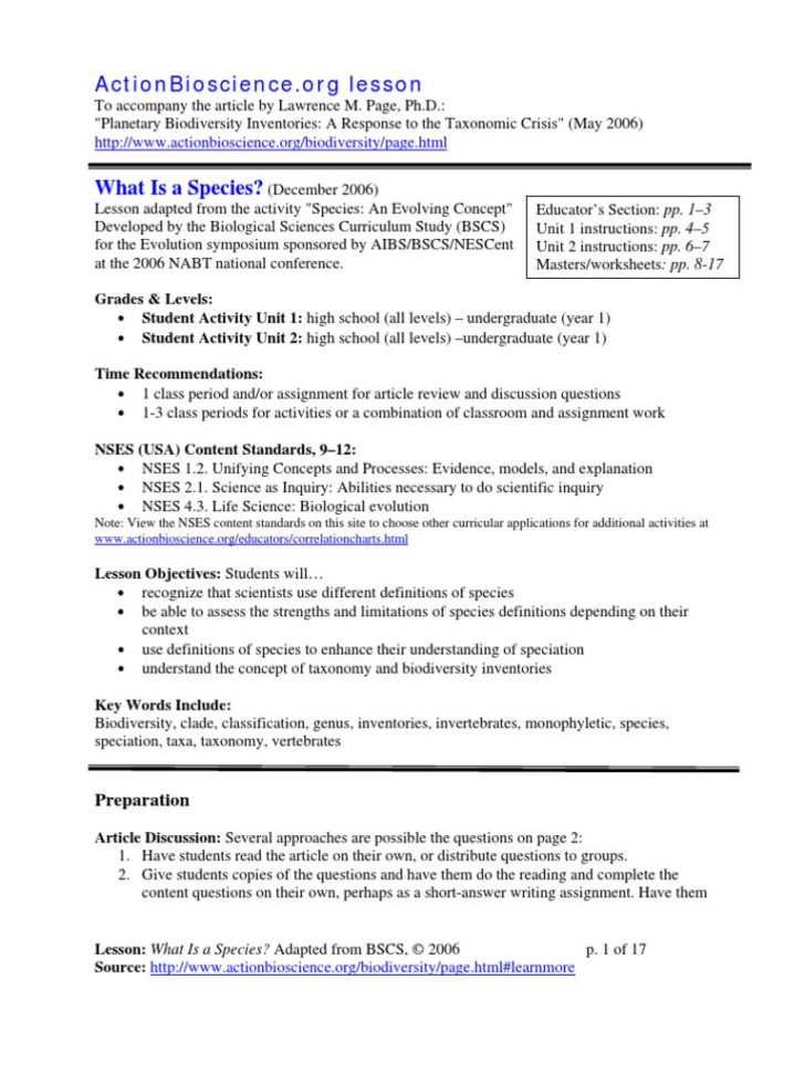 Evolution Worksheets High School Biology  Learning Sample