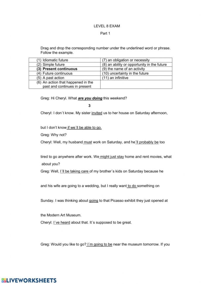 Exam Complement Intermediate  Interactive Worksheet