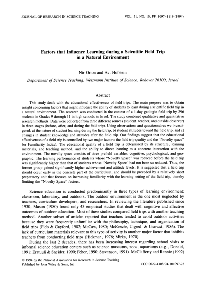 Examining Teacher Choices For Science Museum Worksheets