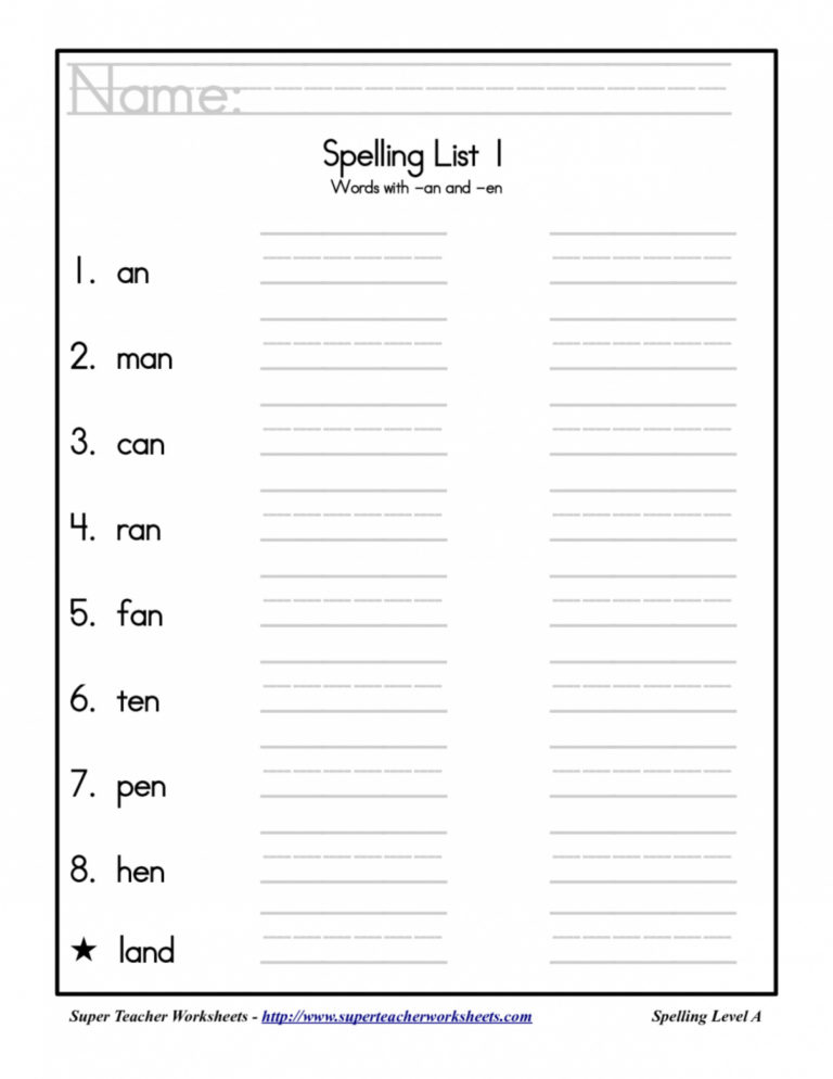 First Grade Spelling Worksheets — db-excel.com