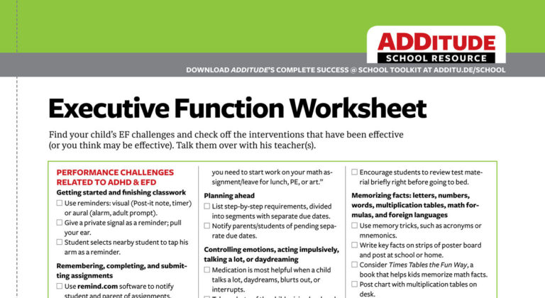 Executive Function Worksheets For Adults — db-excel.com