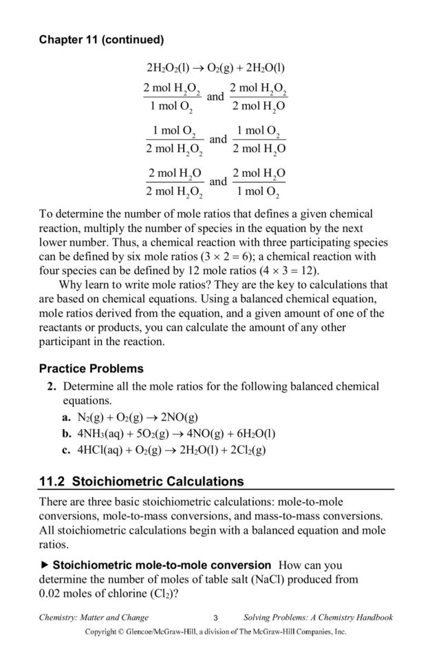 Exercise 11 Stoichiometry 1 Answer Key