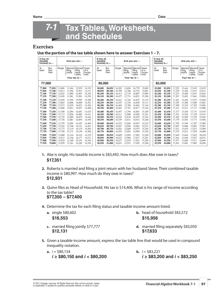 Exercise 7 2 Modeling Tax Schedules  Fill Online Printable