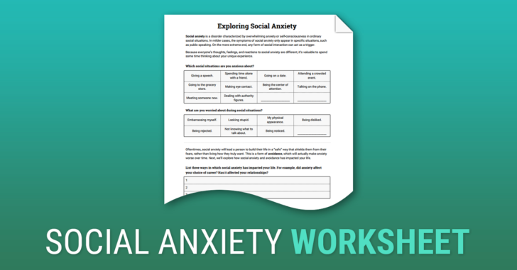 Exploring Social Anxiety Worksheet Therapist Aid — Db-excel.com