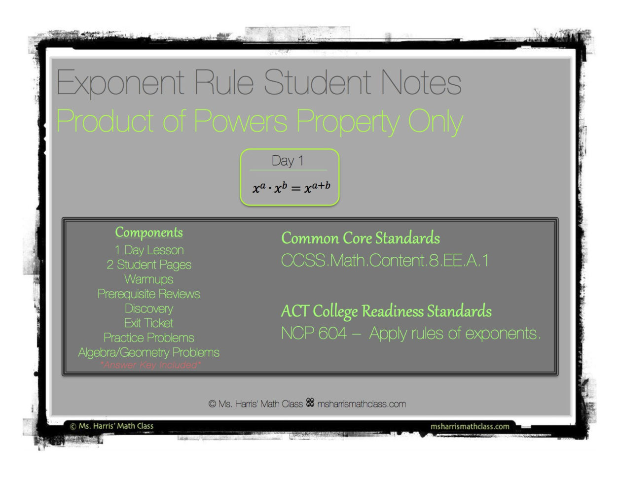 Exponent Rule Product Of Powers Property – Interactive Student Notes