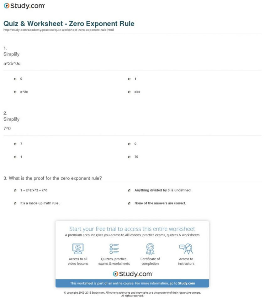 Exponent Rules Worksheet With Answers  Soccerphysicsonline