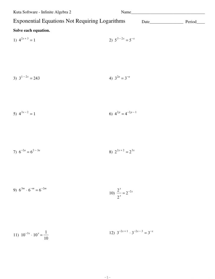 Solving Exponential Equations Worksheet With Answers — db-excel.com