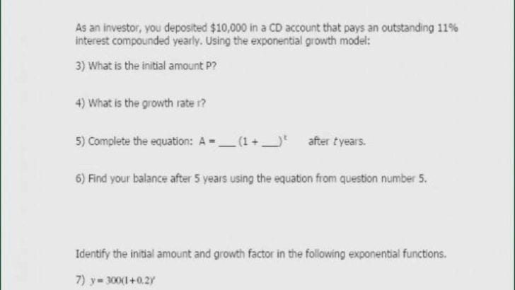 Exponential Growth And Decay Worksheet Answer Key