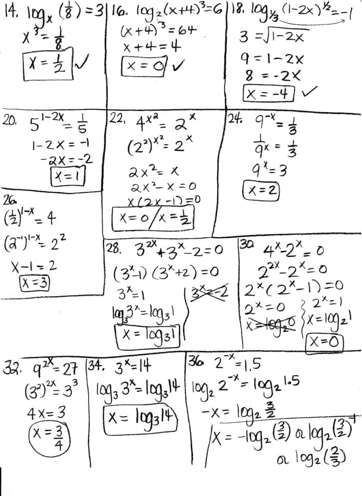 Exponents And Logarithms Worksheet  Yooob