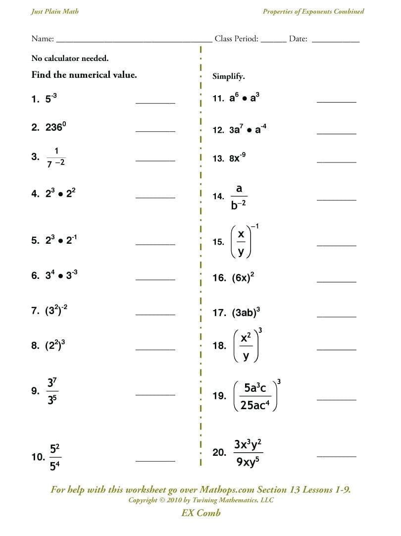 Printable 5th Grade Math Worksheet