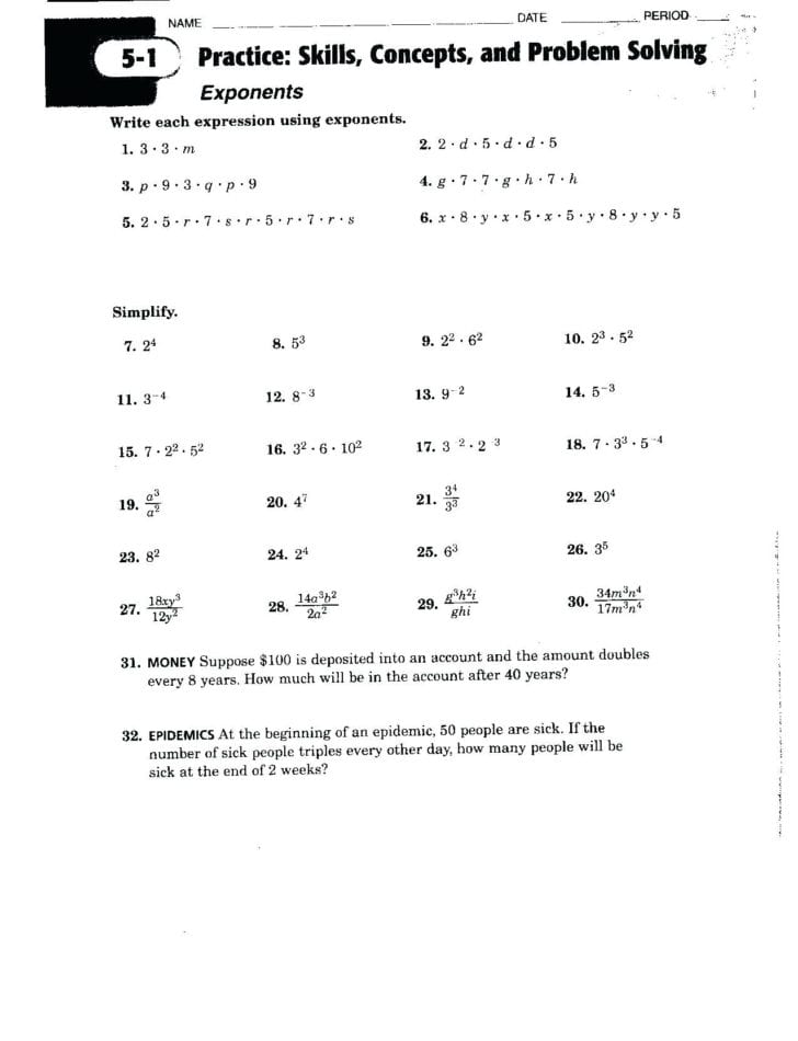 Exponents Worksheets Grade 7 – Bluedotsheetco — db-excel.com