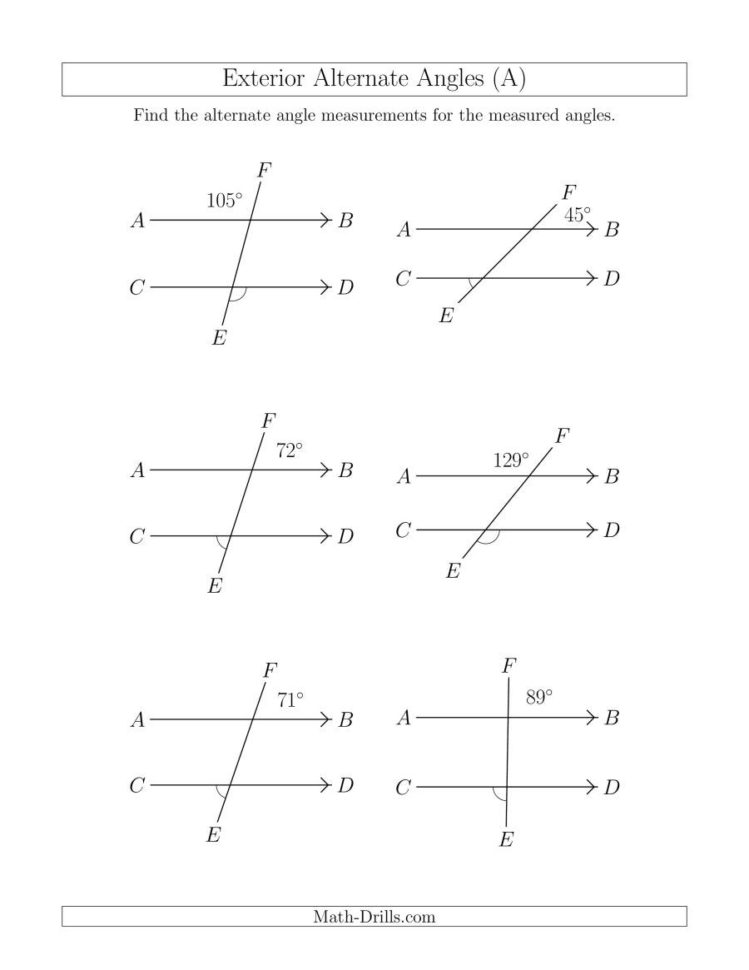 Exterior Alternate Angle Relationships A