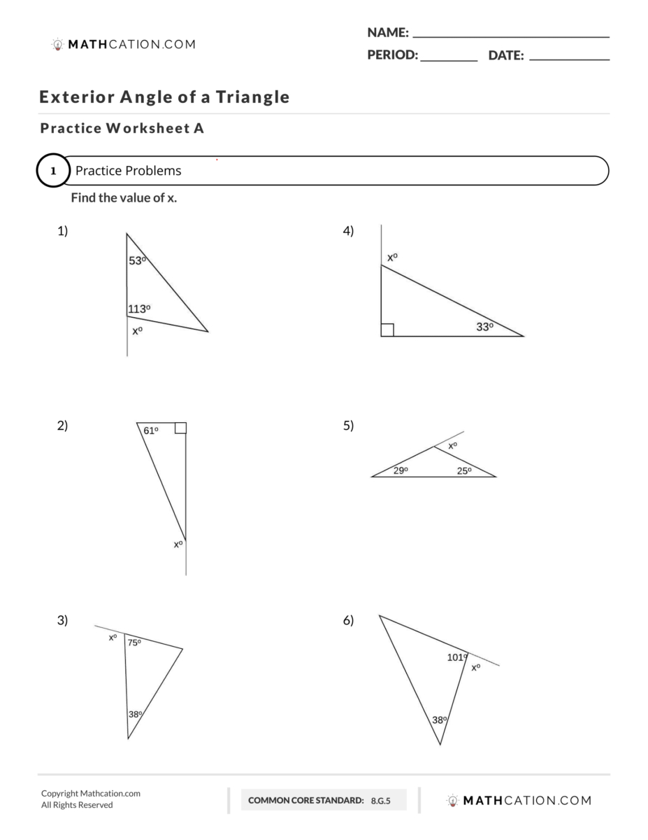 Exterior Angle Of A Triangle  Mathcation