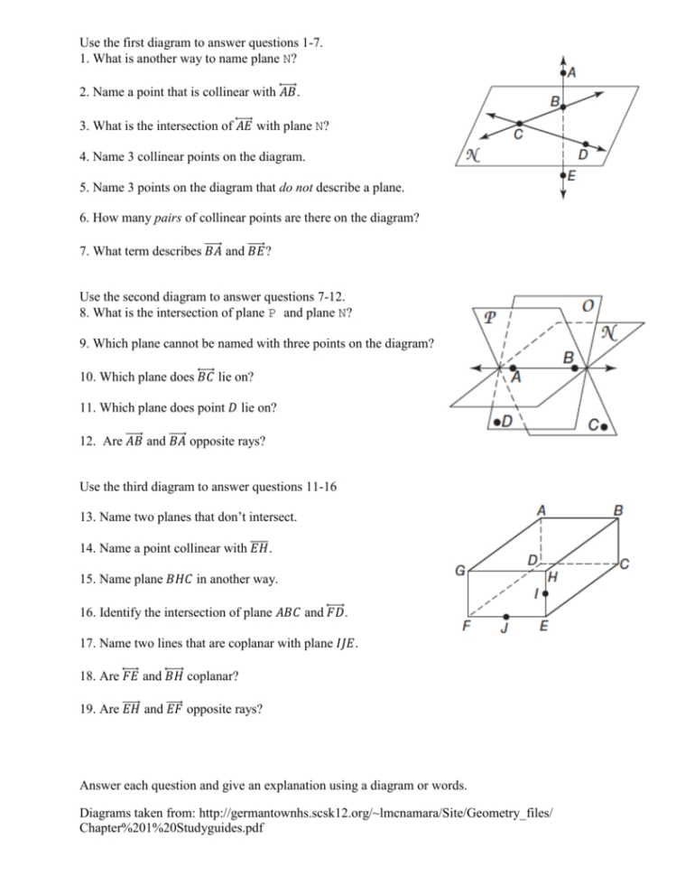 Extra Practice With Points Lines And Planes