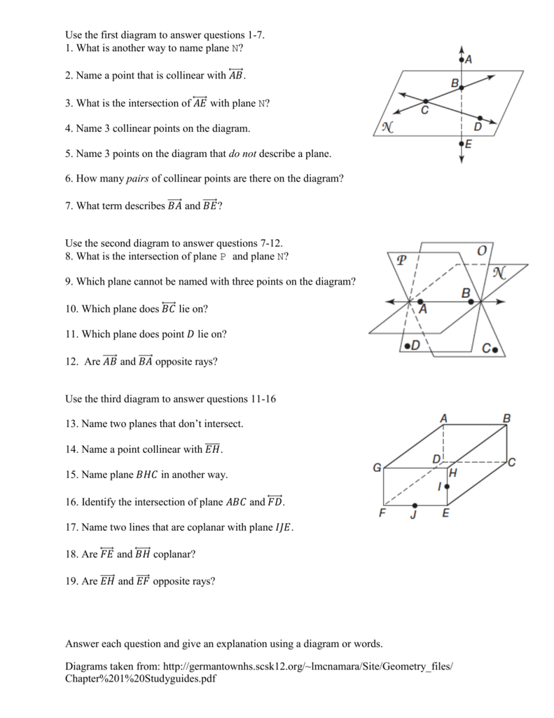 1 1 Points Lines And Planes Worksheet Answers Db excel