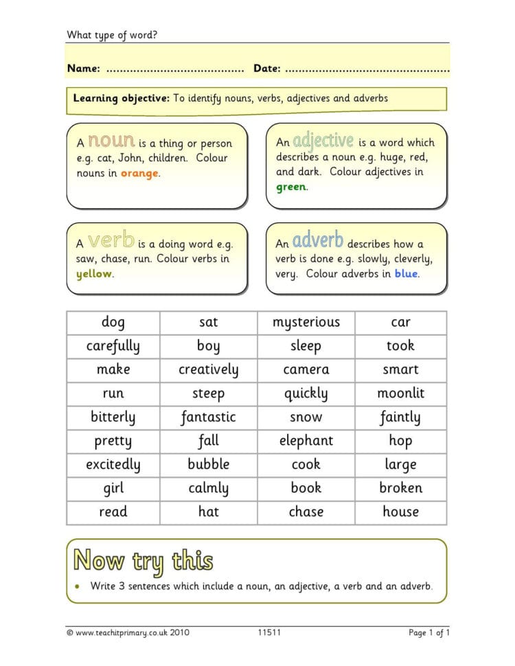 Eyfs  Ks1  Ks2  Word Classes  Teachit Primary