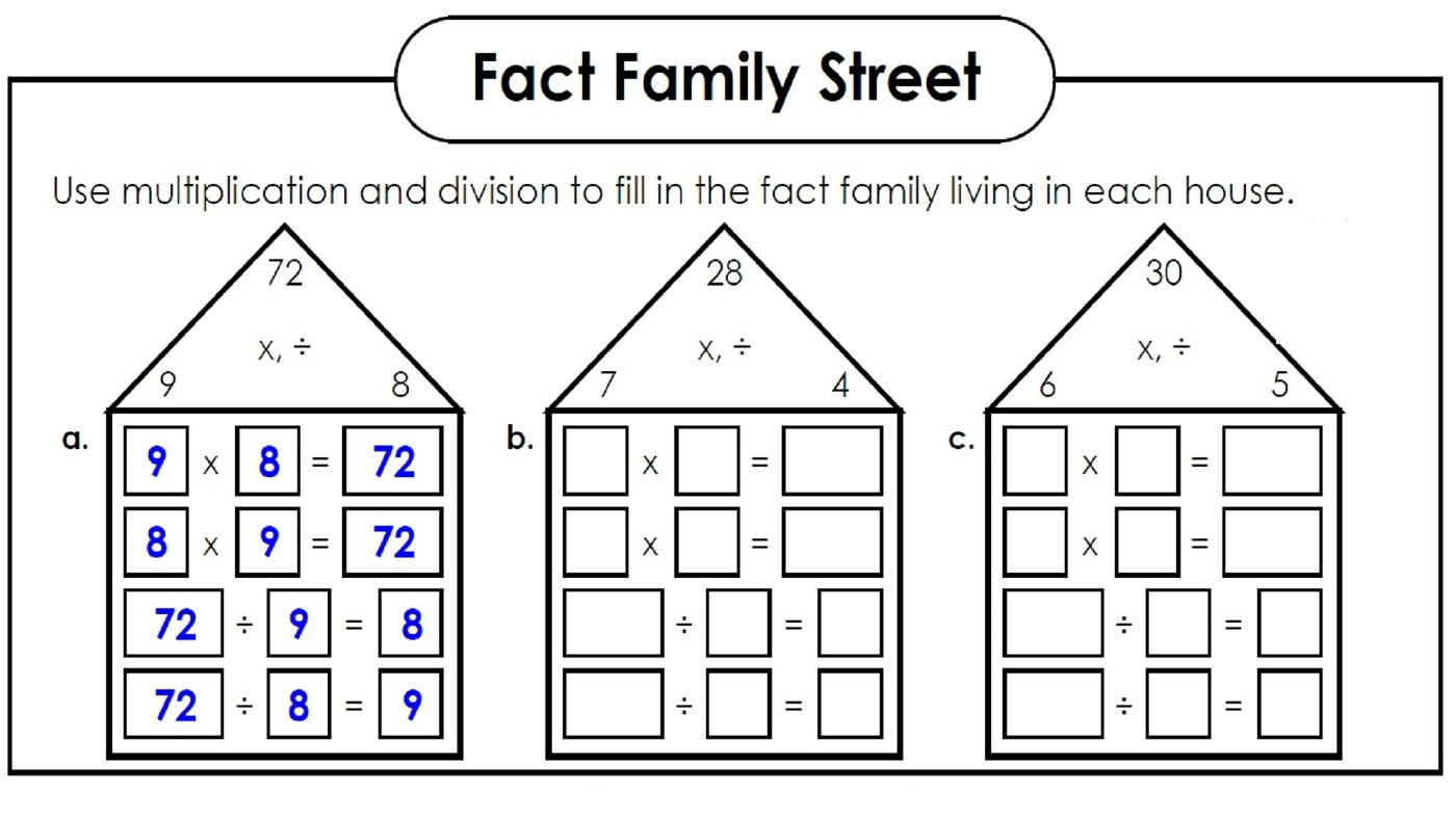 Fact Families Worksheets Printable  Activity Shelter
